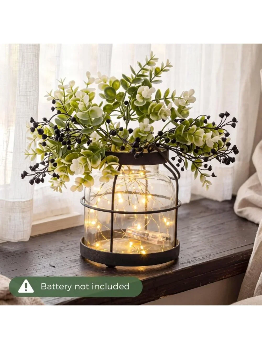 Rustic Vintage Glass Vase for Farmhouse Decor | Decorative Lantern Accent Piece